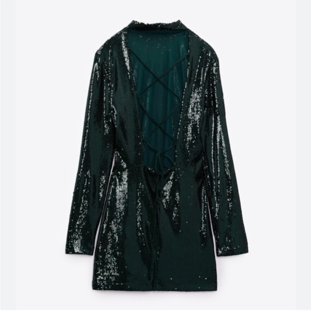 ZARA SEQUIN OPEN BACK MINI DRESS - Picture 8 of 9